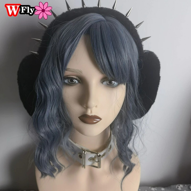 Y2K Gothic Lolita Womens Punk Rivet Warm Earrings Womens Winter Warm Black Fur Earrings Foldable Headband Accessories 241211
