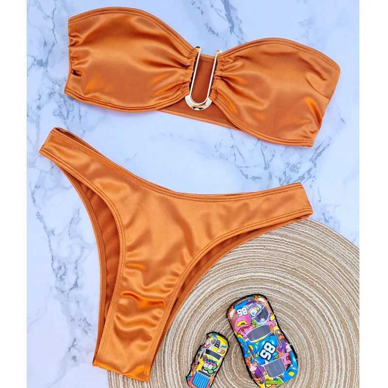12 Color 2024 New Sexy Bandeau Bikini Women Swimwear Fa Swimsuit Two-pieces Bikini Set Padded Bather Bathing Suit SwimXJ241212