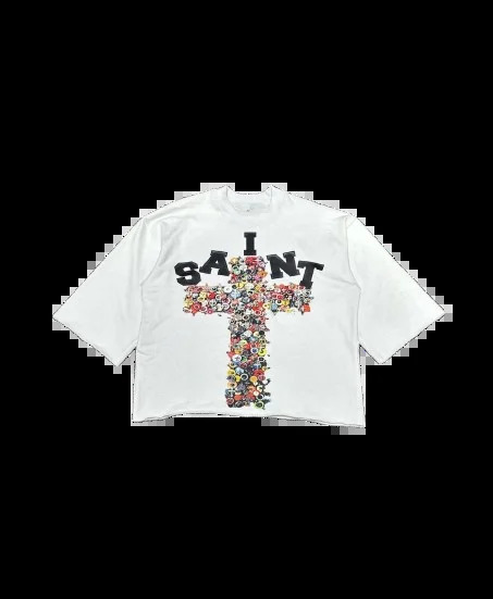 Streetwear TShirt Y2K Clothes Harajuku Hip Hop Retro Cross Print Rhinestone Graphic Oversized T Shirt Men Women Short Sleeve Top 241213