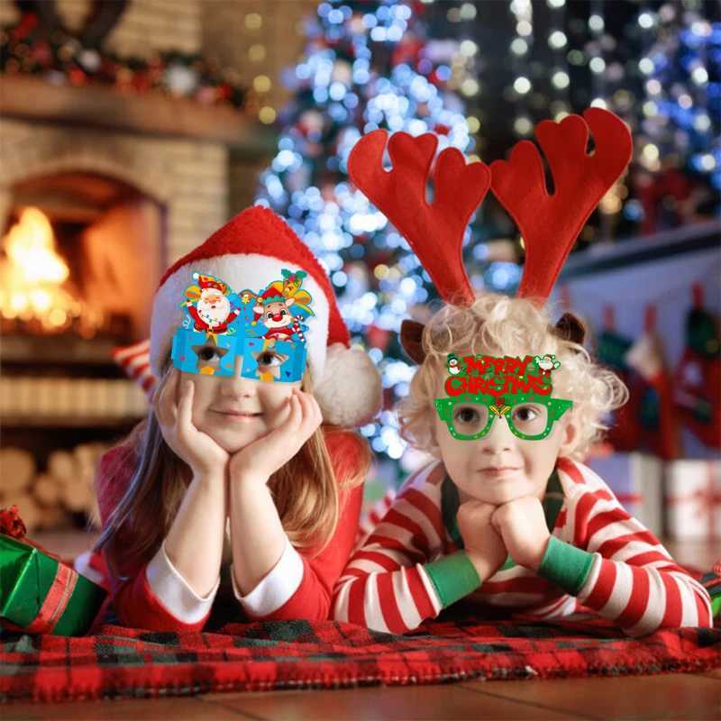 Sunglasses 2025 New Year Party Glasses 8pcs Christmas Photo Props Noel Xmas Decorations Kids Adult Eyeglasses Photobooth Gifts Supplies H241213