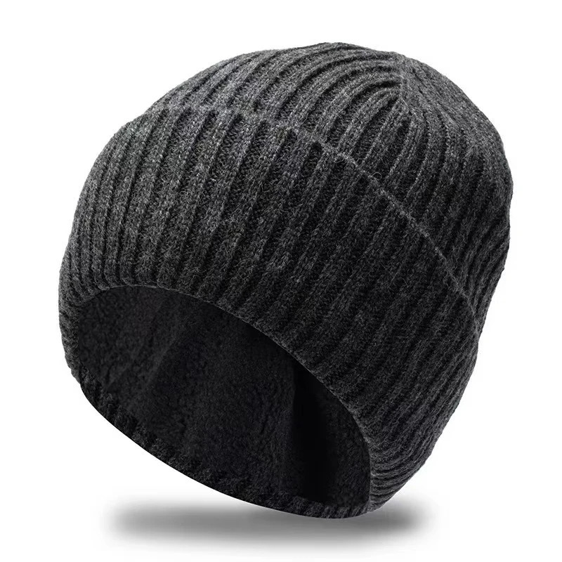 Large 60cm 66cm wool blend knitted hat for men to keep warm winter beagle pile driving and thick Toand large size cold skull hat 241205
