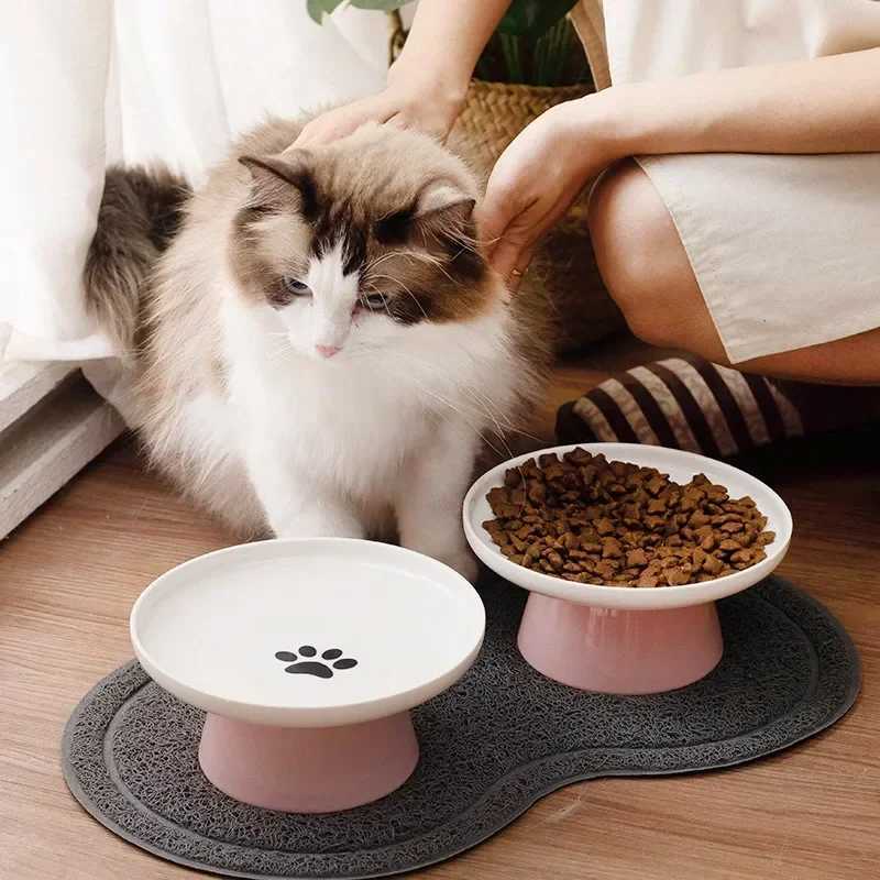 Cat Feeders Cat Bowl Ceramic Pet Bowls Cat Dog Bowl Dish Pet Food Plate Kitten Water Dish Feeder Dog Bowl Feeder for Cats Pet Accessories z241213
