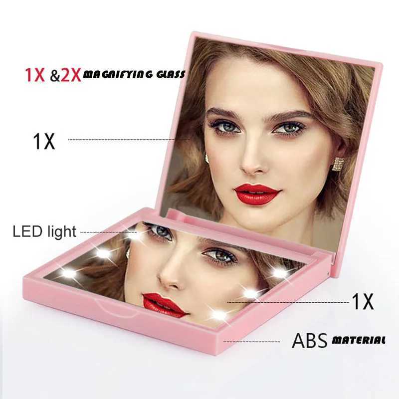 LED Makeup Mirror Folding Mini Mirror Portable Mini Luminous Mirror Portable Folding Fill Mirror with Light Cosmetics WholesaleXJ241213