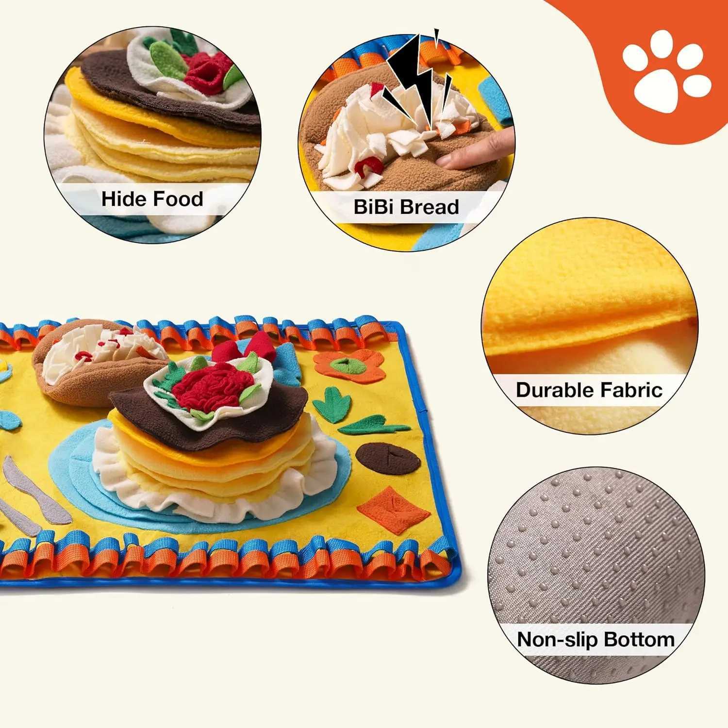 Mewoofun large pet dog snuff pad cat and dog training blanket pet slow feeding training slow food snuff pad 70x50cm X241213