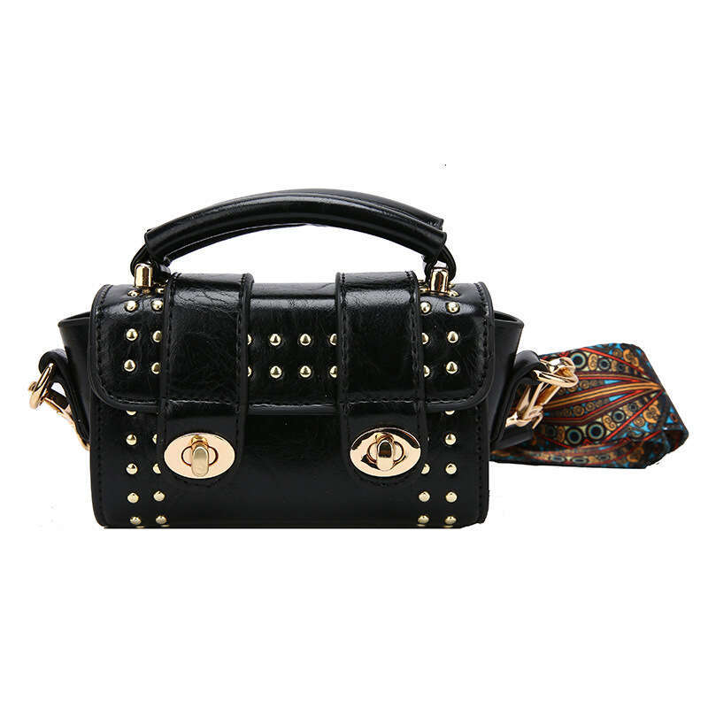 Punk DingTalk Underarm Small Square Handheld Boston Fashion Broadband Crossbody Bag