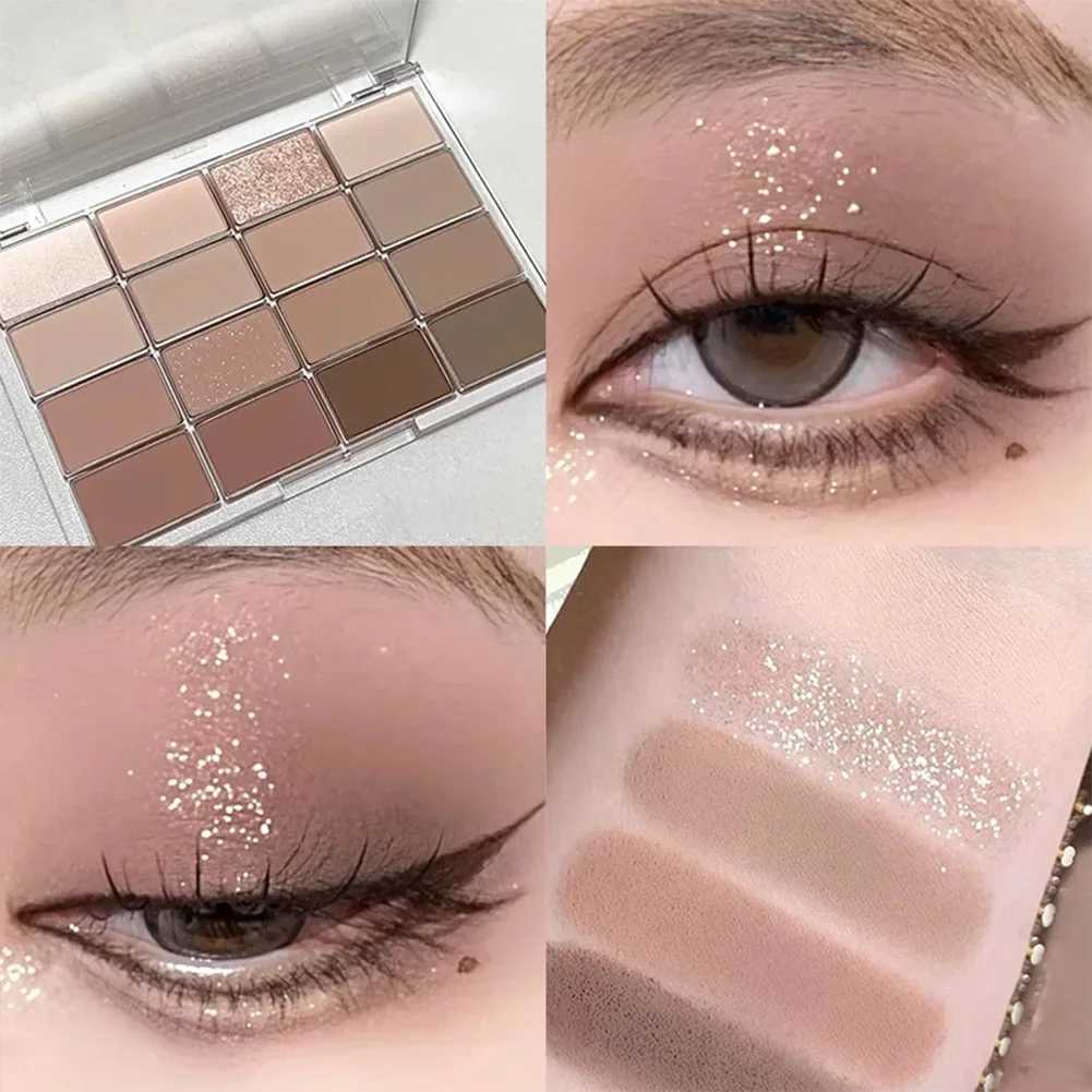 6-color Korean eye shadow palette matte pearlescent low saturation durable brown glitter eye shadow makeup palette W241213
