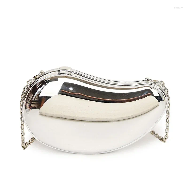 2025 NEW Totes Acrylic Shell Shape Clutch Bag Women Evening Party Cute Metal Shiny Purse Gold Sier Handbag Quality zhanyishengli