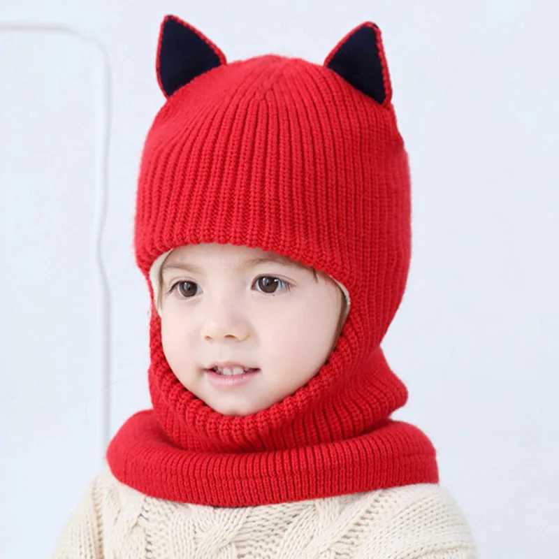 2 To 6 Years Old Boy Girl Beanie Protect Neck Animal Windproof Winter Child Knit Hat Kids Girls Earflap CapsXJ241213
