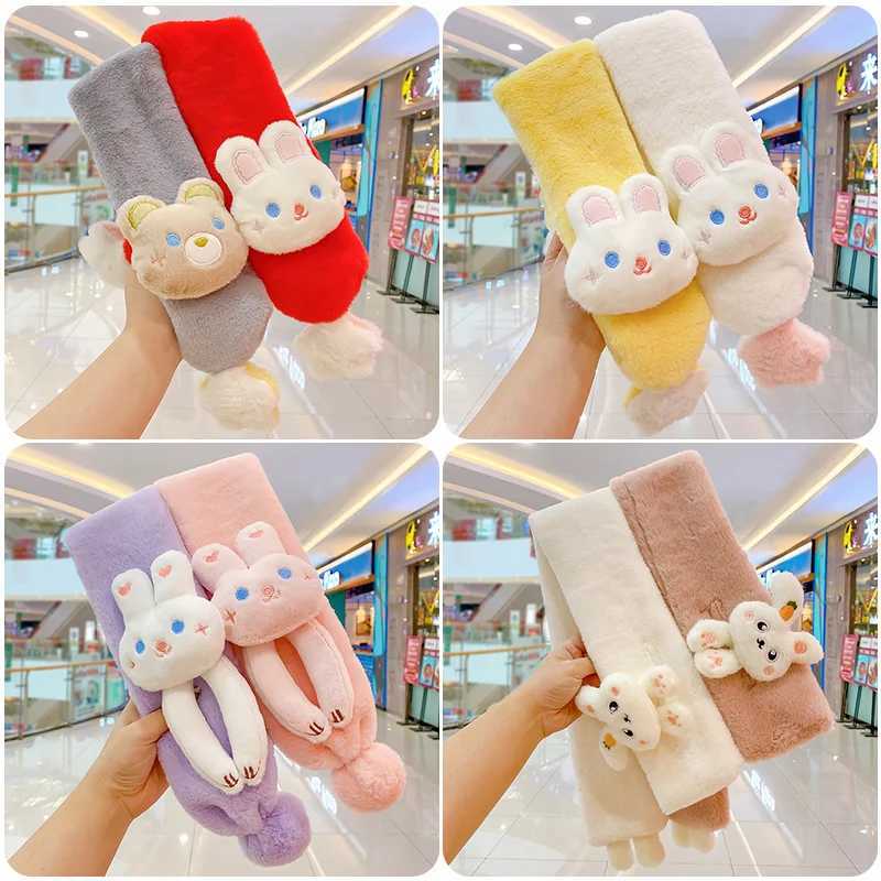 Scarves Wraps New Winter Children Cute Soft Faux Fur Cartoon Carrot Scarf Baby Girls Outdoor Windproof Warm Scarf Boy Kids Plush Thicken Scarf H241213