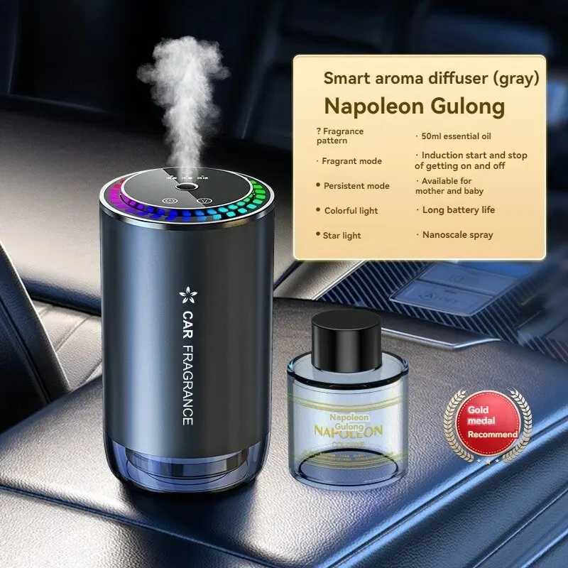 Car Perfume Aroma Diffuser Automatic Spray Deodorization Aroma Diffuser Colorful Atmosphere Light Car Aroma DiffuserXJ241213