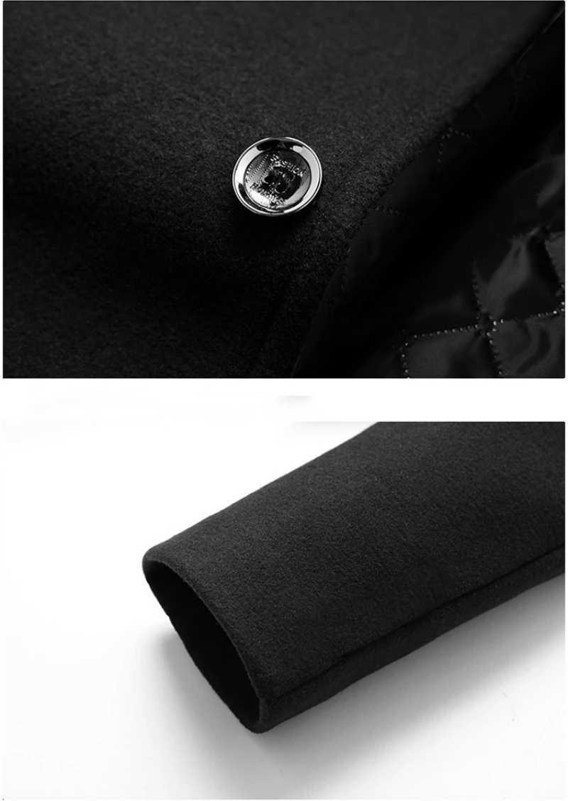 Winter Coat Men Wool Thick Warm Windbreaker Jackets Overcoat Casaco Masculino Palto Woolen Mens Casual Slim Fit Trench PeacoatXJ241212