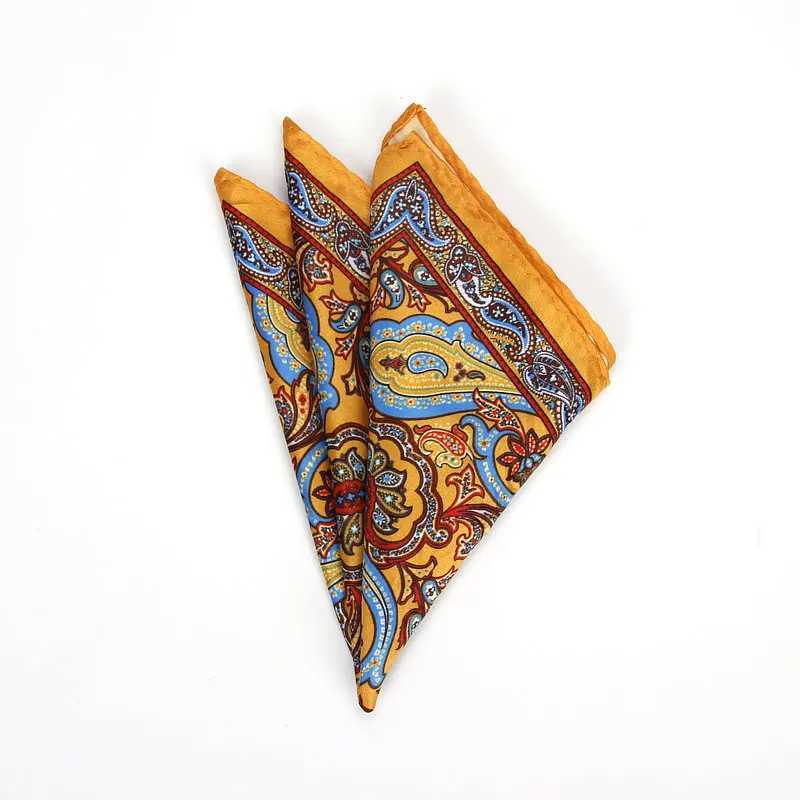 New mens handle retro Paisley pocket square soft Hanks wedding party commercial artificial silk chest scarf gift W241213