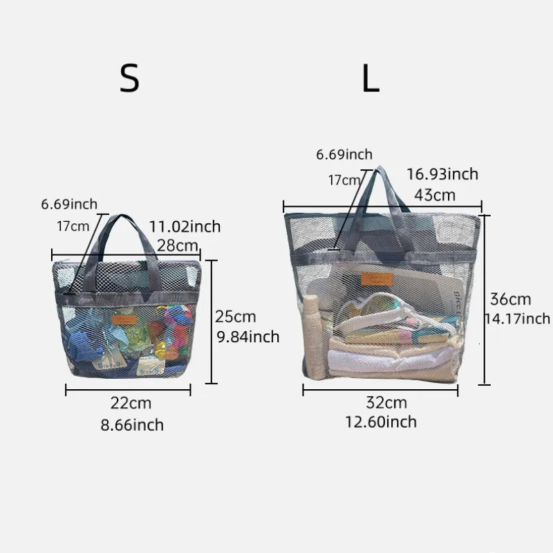 Womens Beach TopHandle Bags Large Unisex Handheld Swimming Storage Pouch With Inner Network Folding Organizer Package 241203