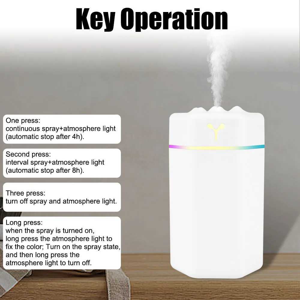Electric Air Humidifier Mini Purifier Portable For Home Car Cool Mist Sprayer USB Aroma Diffuser with Colorful Night LightXJ241213