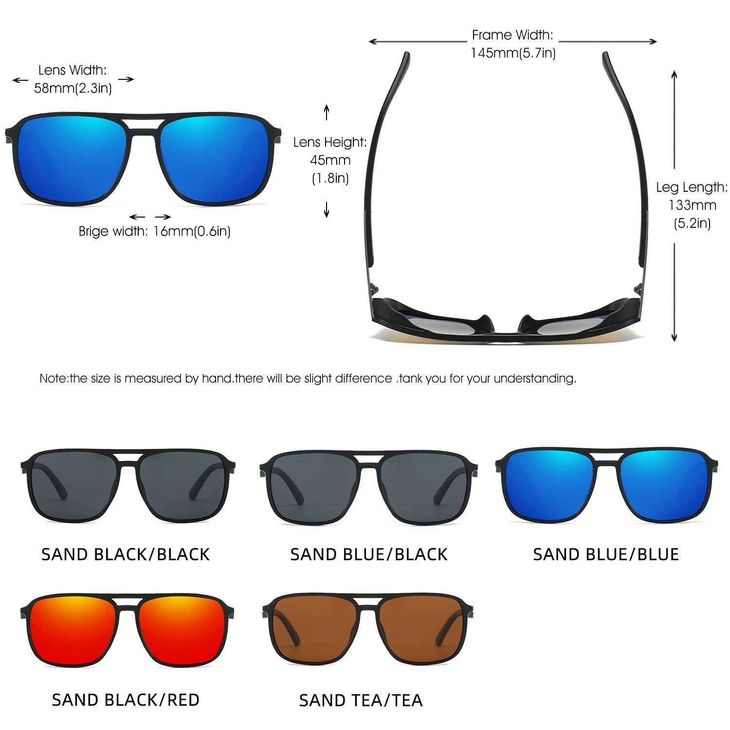 58-16-133 Men Glasses Square Polarized Sunglasses Outdoor Fishing Glasses for Driving Driver Optical Prescription CustomizationX241213