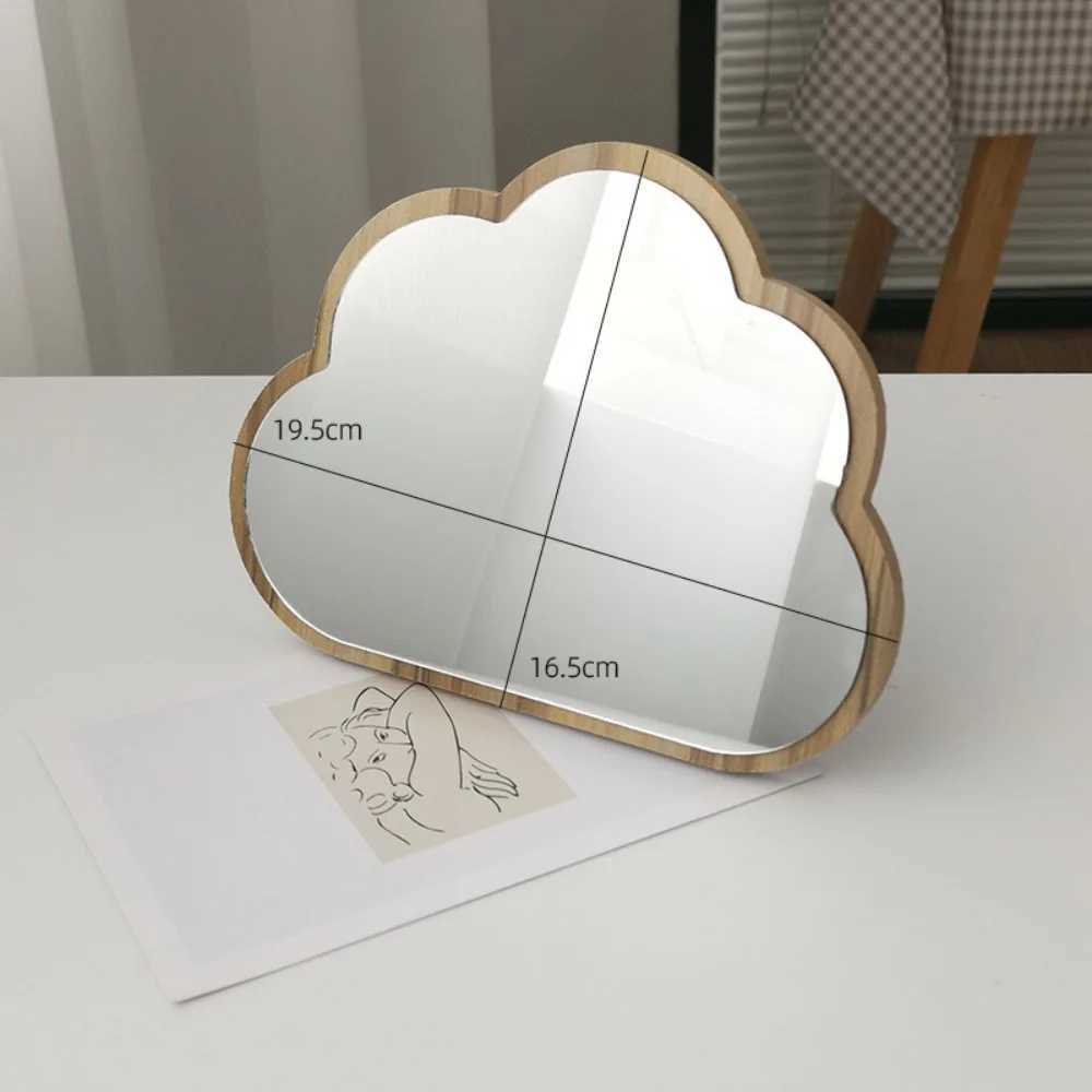 Wooden Mirror Frame Compact Mirror Cloud Shape Portable Desktop Mirror High Definition Mirror Surface Detachable Makeup MirrorXJ241213