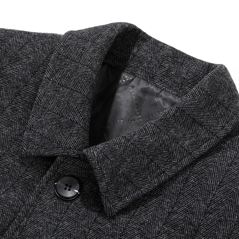 High Quality Fashion Handsome Business Casual Knitted Woolen Wool Stretch Coat Mens ner Overcoat 241213