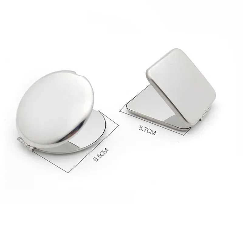 1Pcs Stainless Steel Portable Women Makeup Mirror Hand Pocket Folded-Side Cosmetic Make Up Mirror Small Beauty ToolXJ241213