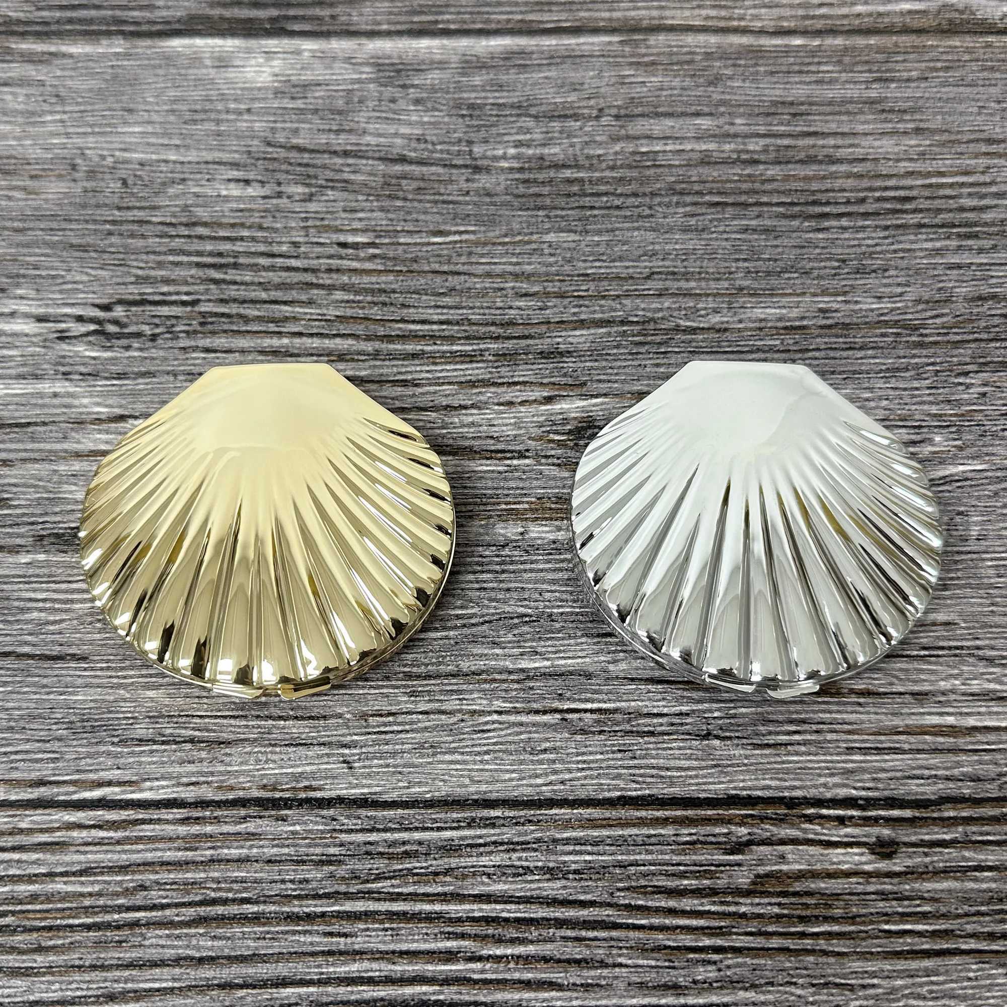 Shell Shape Double Sided Makeup Mirror 2 Pack Sliver Hand Mirror Buy 1 and Get 1 FreeXJ241213