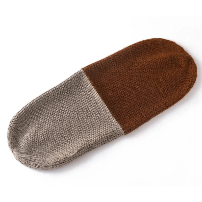 Double sided two tone cashmere hat thick and thick double-layer knitted hat neutral hat Merino wool hat warm hat outdoor hat 241205