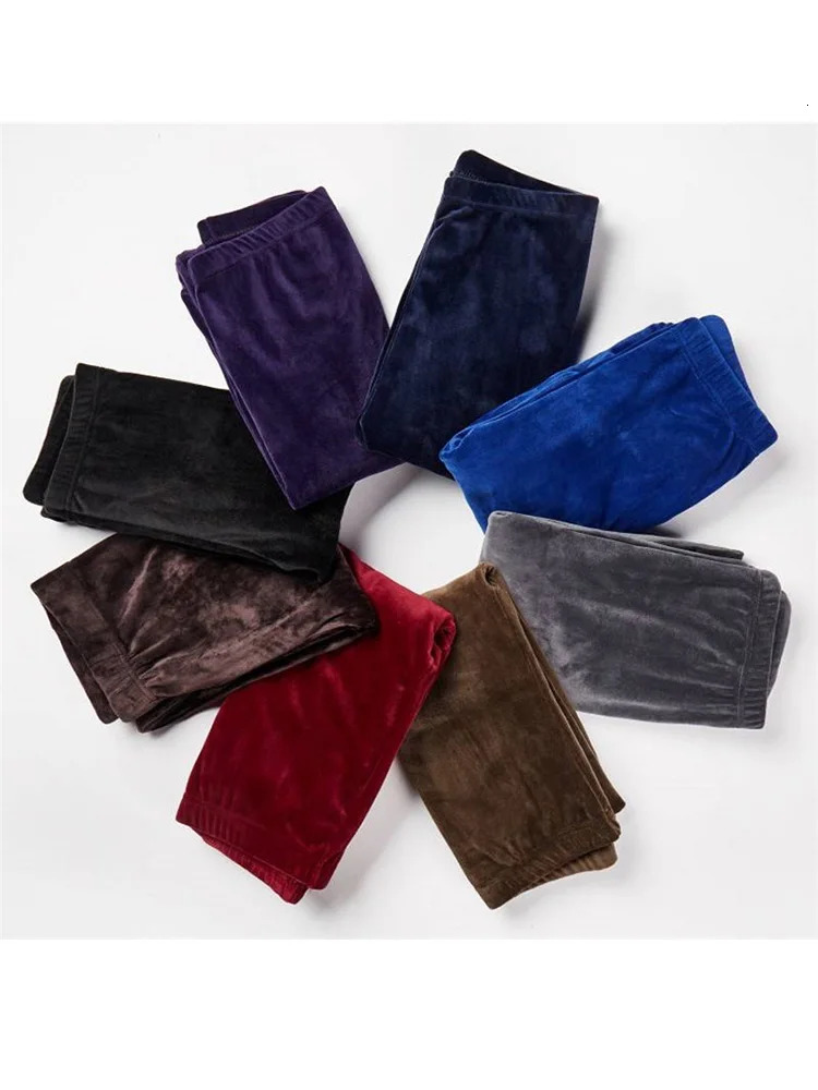 YSDNCHI Winter Velvet Long Leg Womens Double sided Warm Casual Trouser Pencil Pants Slim Fit Soft Elastic Pants 241205