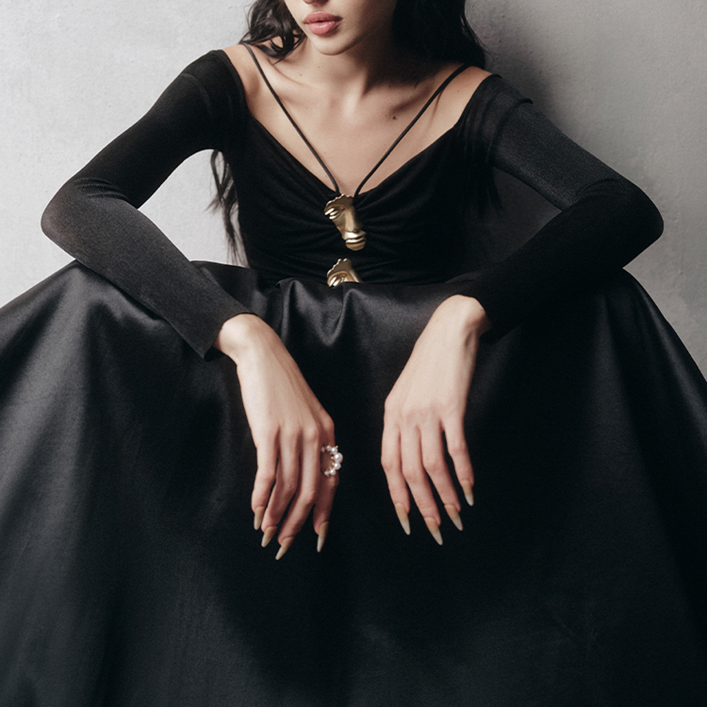 Solid Slimming Elegant Dresses For Women Slash Neck Long Sleeve High Waist Temperament Dress Female Fashion Style