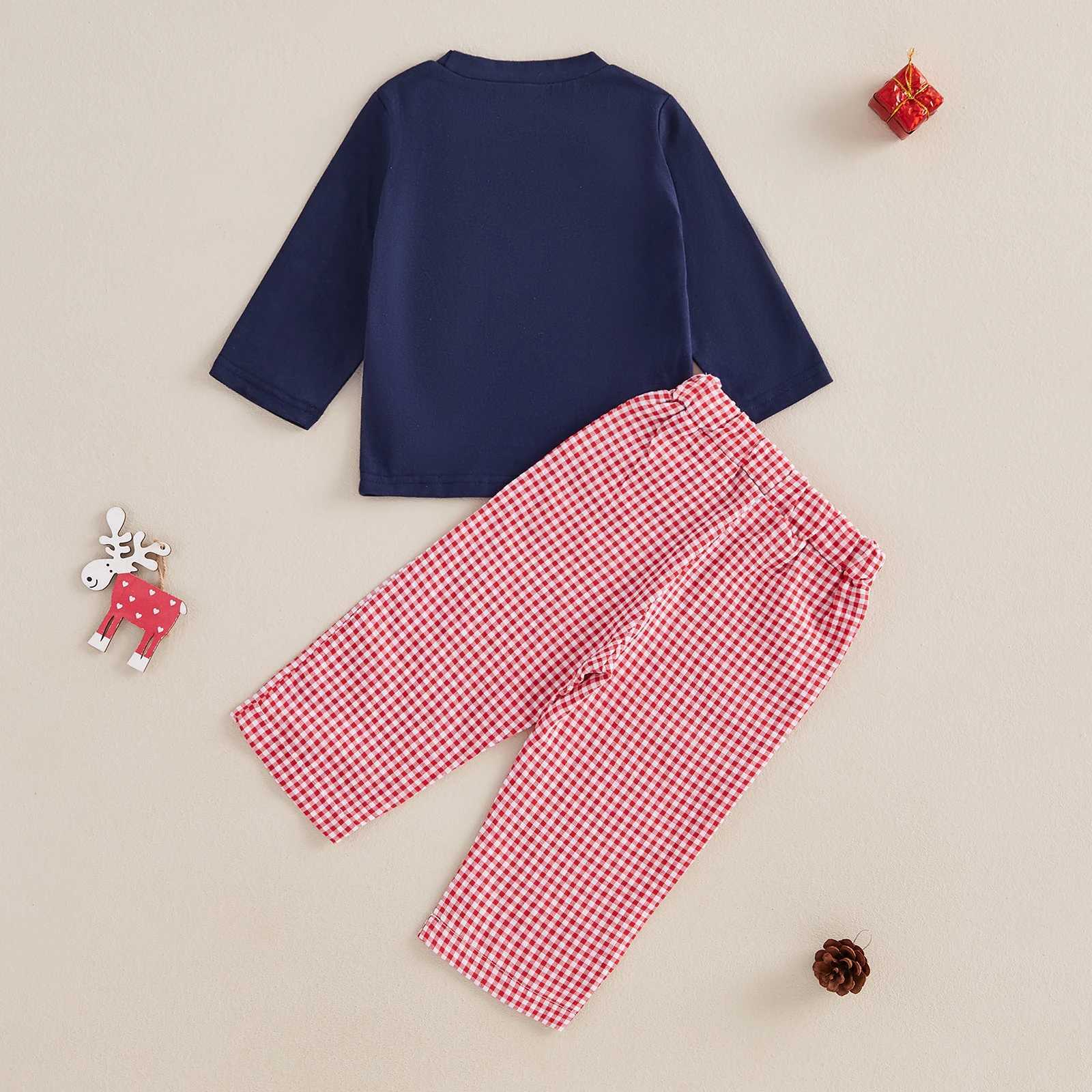 1-4 year old children girls boys Christmas set Santa Claus head embroidery long sleeved sportswear and plain pants 2 sets for toddlers W241213