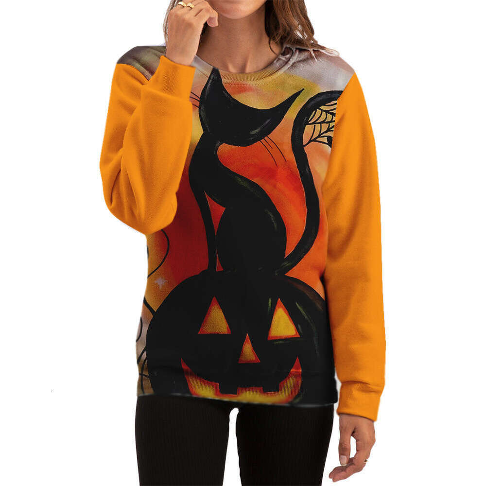 3D Digital Printing Halloween Loose Pumpkin Party Hoodie Trendy Clothing Fashionable Casual Temperament
