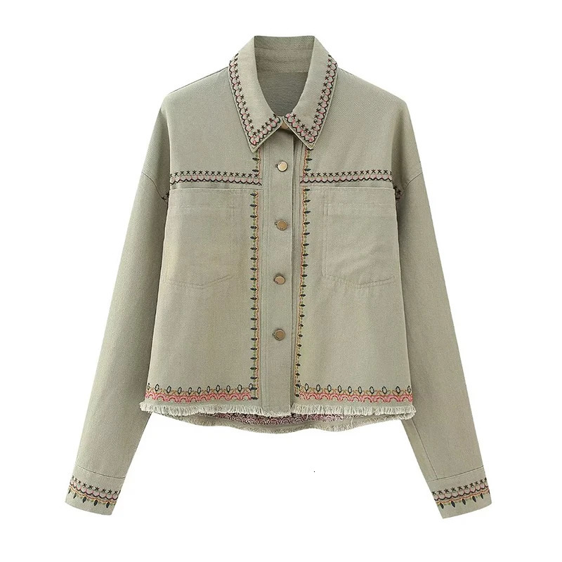 Womens Shirts Autumn Fashion Denim and Retro Spring Embroidered Elegant Top 241211