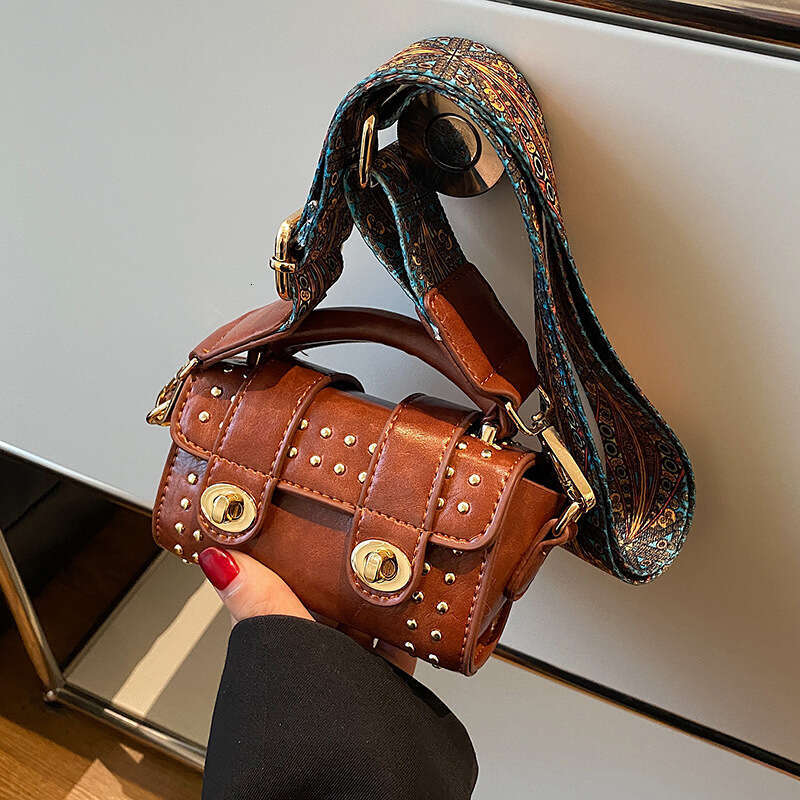 Punk DingTalk Underarm Small Square Handheld Boston Fashion Broadband Crossbody Bag