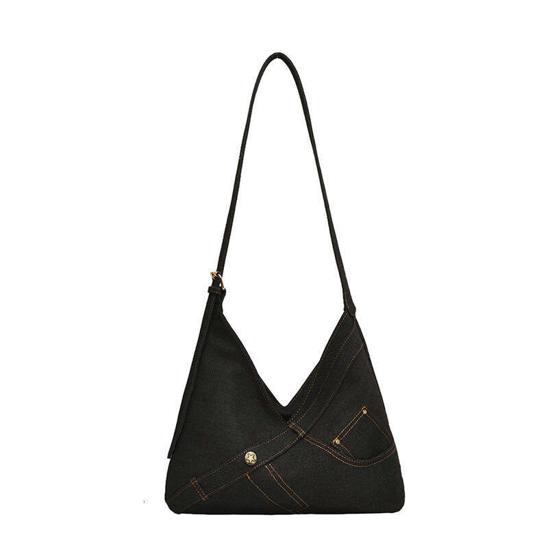 High end denim commuting crossbody large capacity women's internet famous spicy girl single shoulder armpit bag 2024 new casual fashion trend clo
