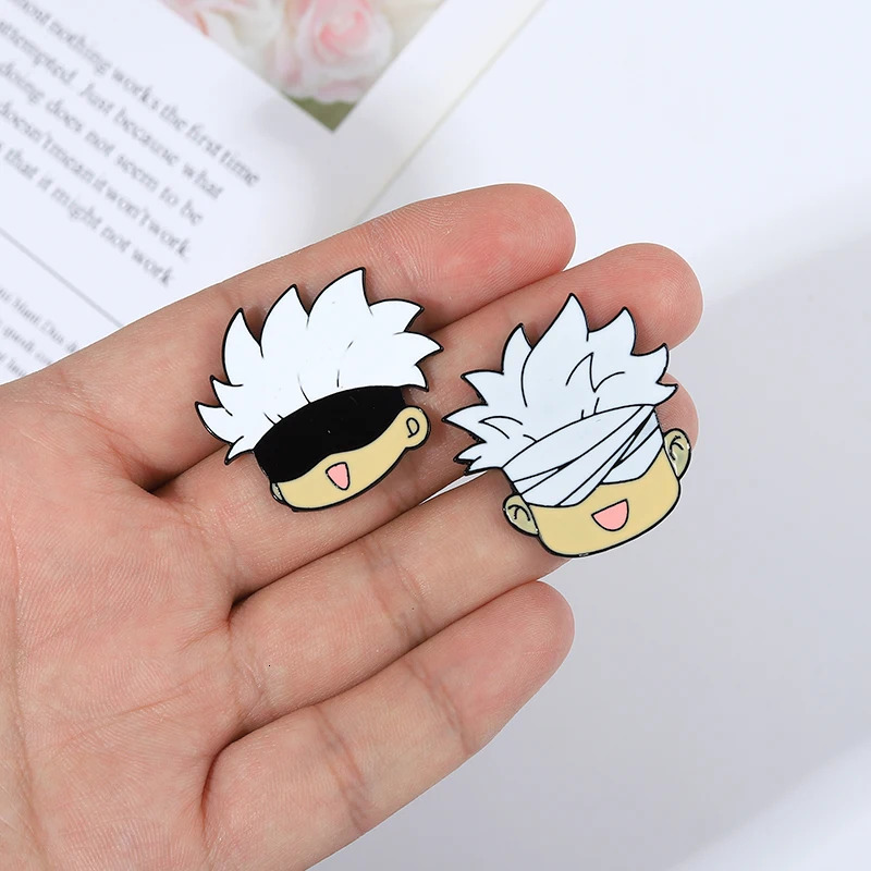 Enamel Pin Kawaii Anime Character Eye Mask Cute Manga Chest Badge Jujutsu Kaisen Backpack Accessories Gojo Satoru Cat 241210