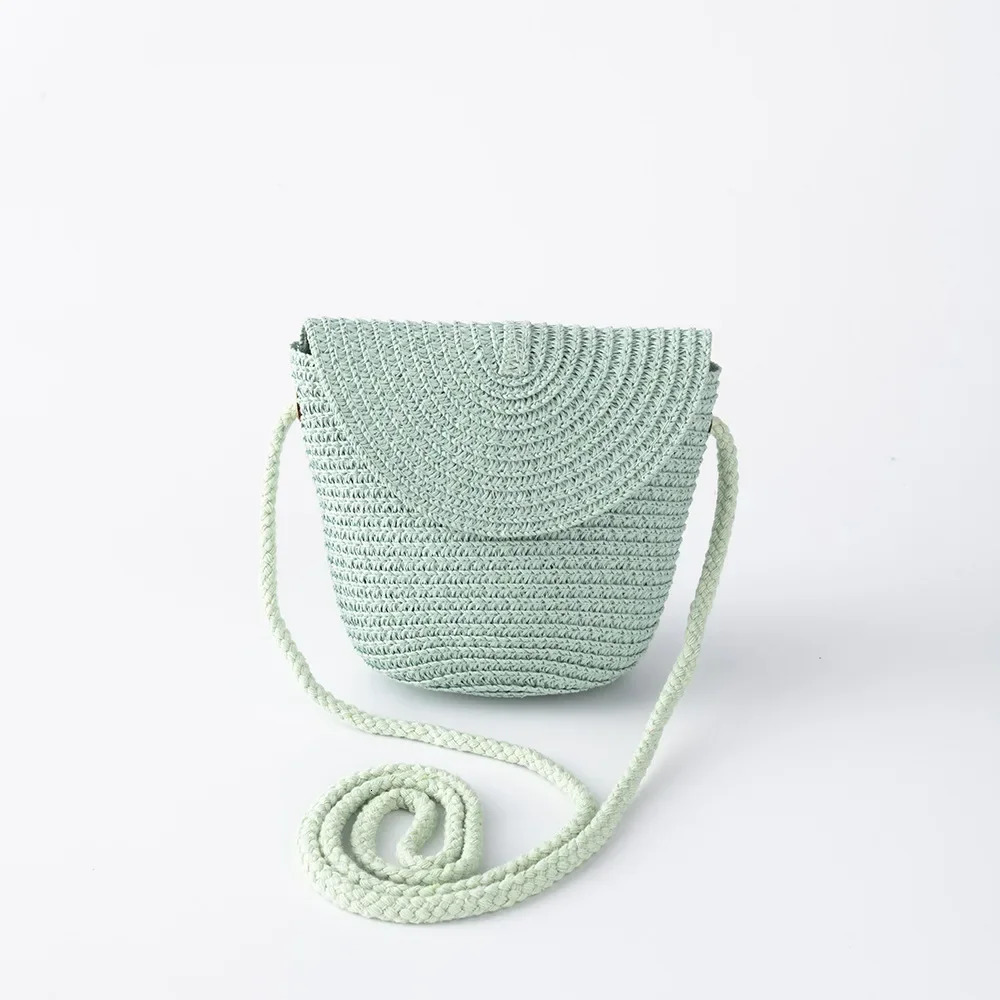 Fashion Woven Straw Bag Handmade Rattan Crossbody Handbags Knit Summer Beach Small Purse Women Shoulder Messenger Bags Wallet 241203