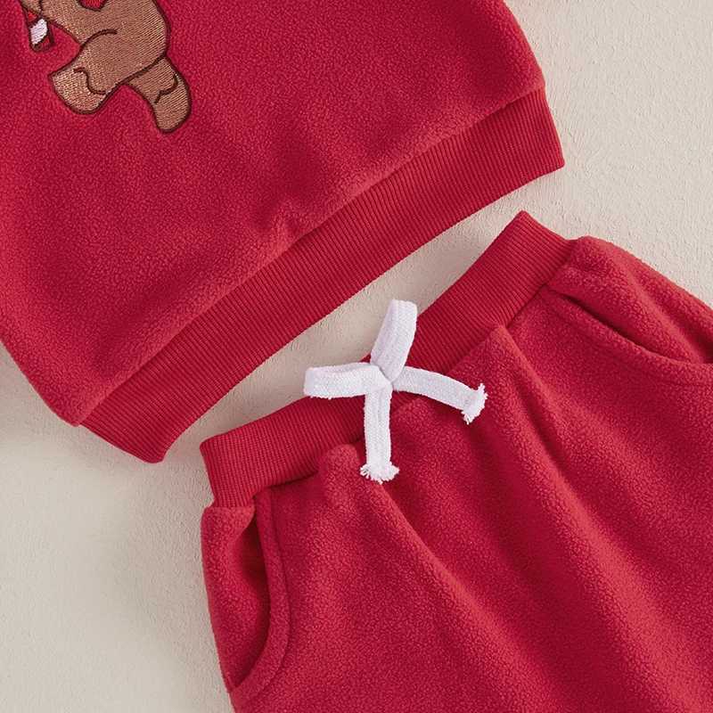 New 0-4 Years Christmas Girls Boys Clothing Set Gingerbread Embroidery Pullover Top + Pants 2Pcs Suit For Kids Children Outfit W241213