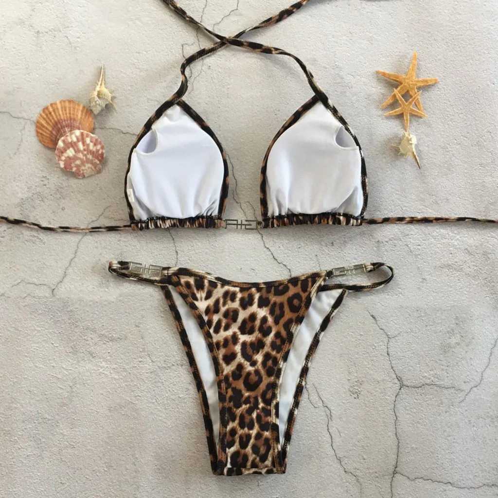 Women opard Bikini Set Swimming Two Piece Swimsuits Swimwear Beach Suit Tummy Control Bikini Set Swimsuit XJ241212