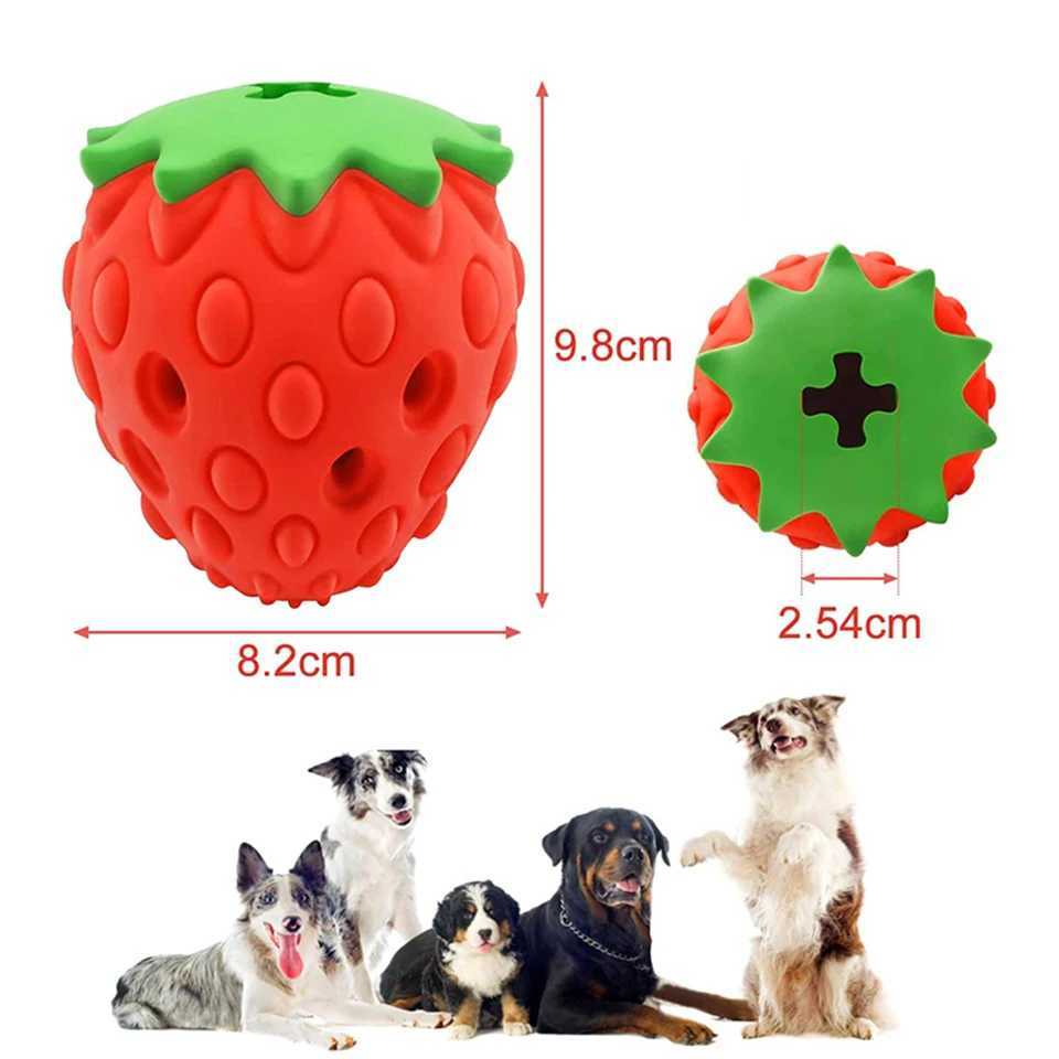 Dog Chewing Toy Rubber Cute Strawberry shaped Food Leakage Toy Durable and Environmentally Friendly Food Distributor Dog Toy X241213