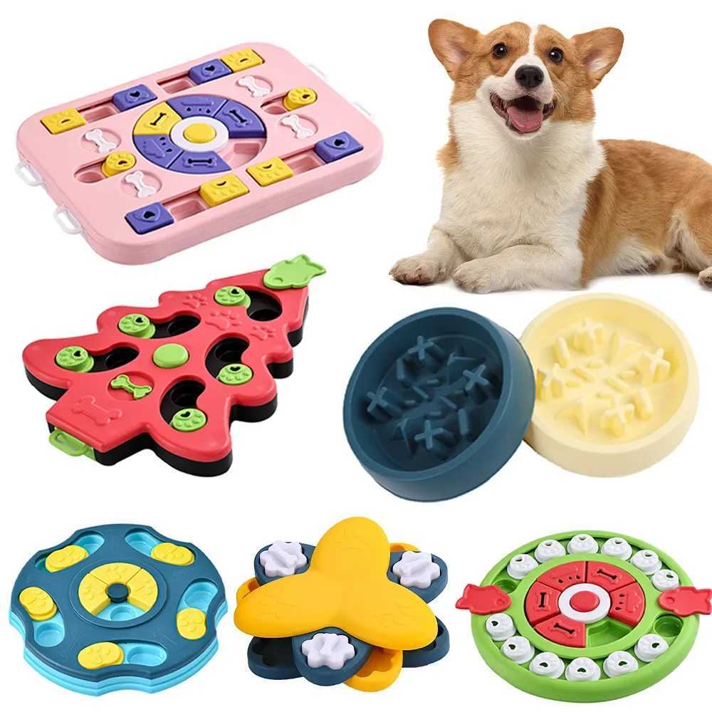 Dog Puzzle Toy Slow Feeding Machine Interaction Increases Little Dog IQ Food Dispenser Slow Food Non Sliding Bowl Pet Cat Dog Training Game X2412138