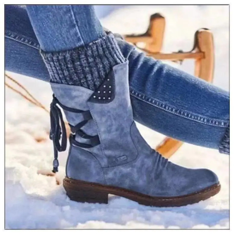 Womens Winter Mid calf Boots Winter Shoes Womens Fashion Snow Boots High Suede Warm Botas 241213