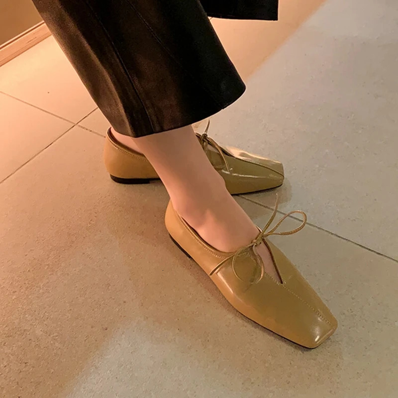 spring womens pump split style womens leather shoes square toe short and chubby sole black womens Loafers zaptos mujer 241213