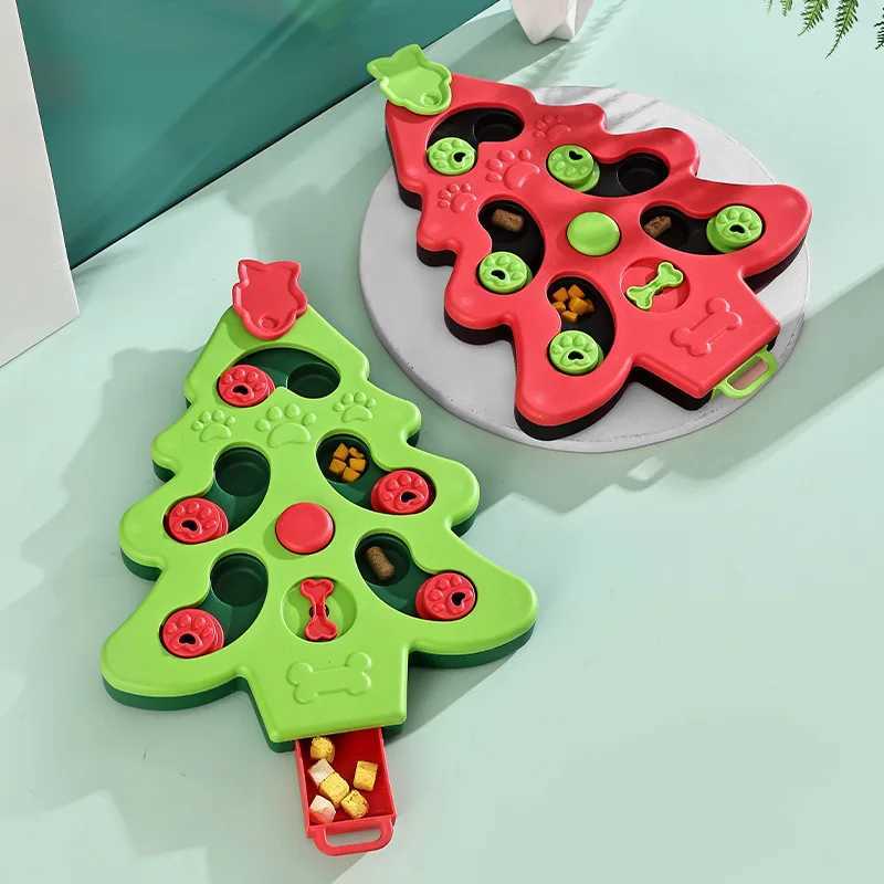 Cat Toys Anti-Choking Pet Slow Food Bowl Funny Christmas Tree Shaped Cat Dog Puzzle Toy Puppy Kitten Training Toys Pet Supplies X241213