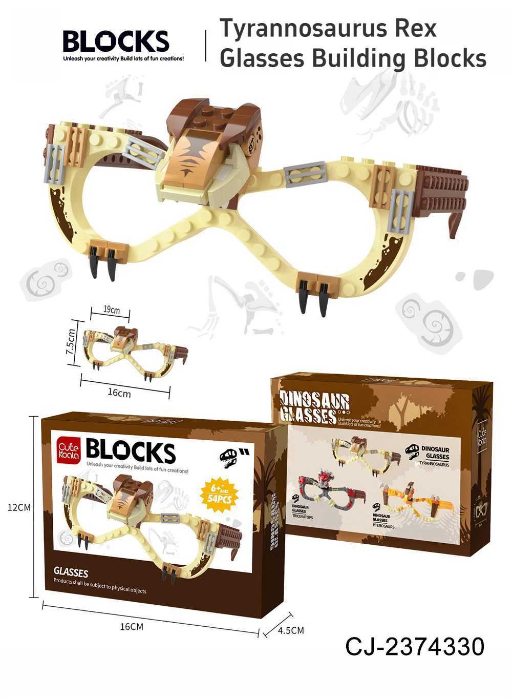 Sunglasses NEW Dinosaur Series Building Block Glasses DIY Puzzle Baseplate Frame Bricks Christmas Creative Birthday Gift for Kids H241213