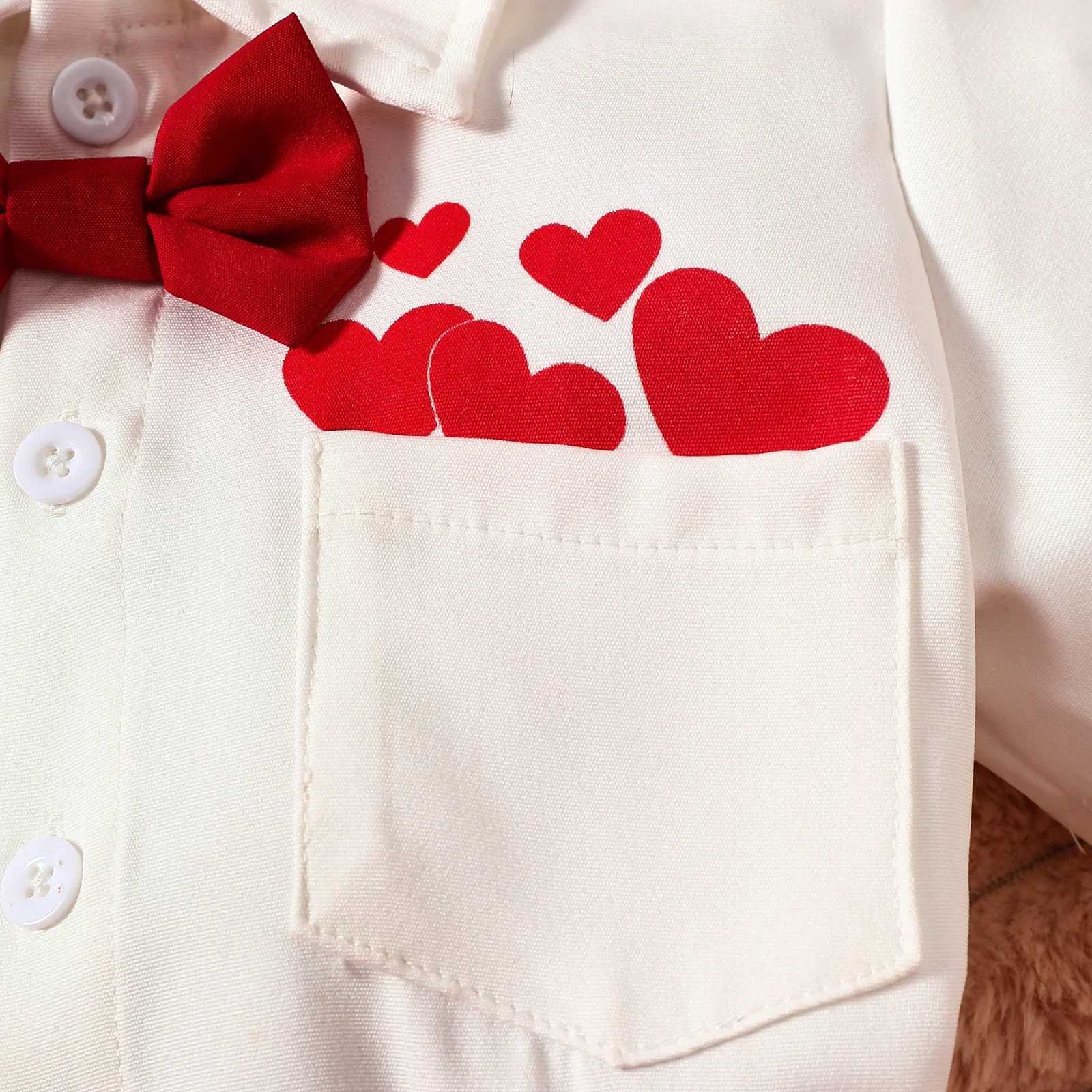 Valentines Day Boys Clothing Set Tie Collar T-shirt and Red Top 2-piece Boys Clothing Set Fashion Set W241213