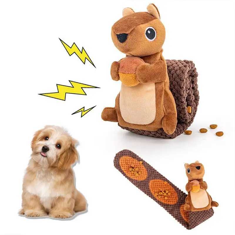 Squirrel dog toy velvet squirrel shape foraging instinct training puppy toy interactive dog puzzle toy with sound device X241213