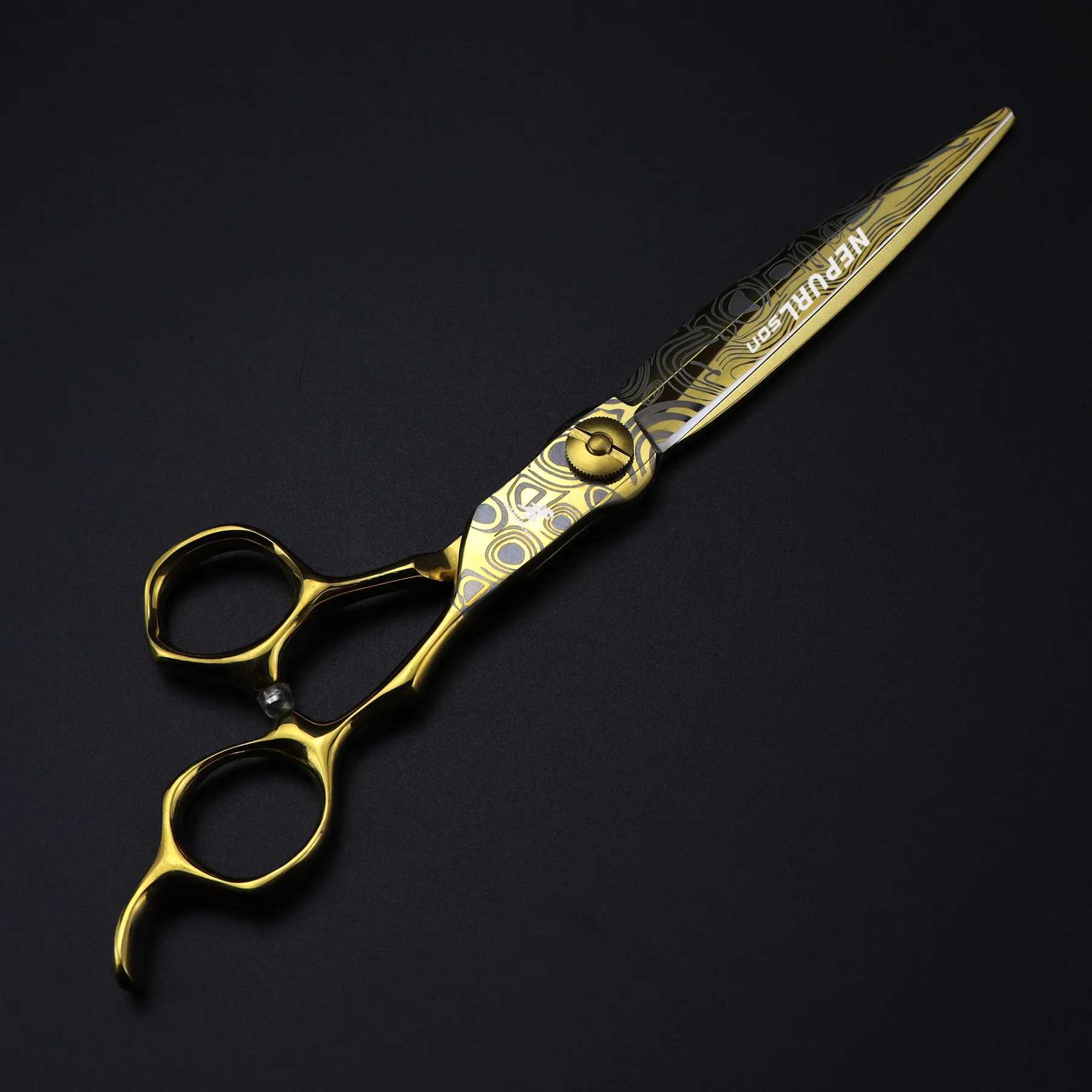 New Arrival Professional Gold JP440c Top Steel 7 Damask Pattern Hair Scissors Haircut Thinning Barber Cutting Shears Hairdresser Scissors Z241213