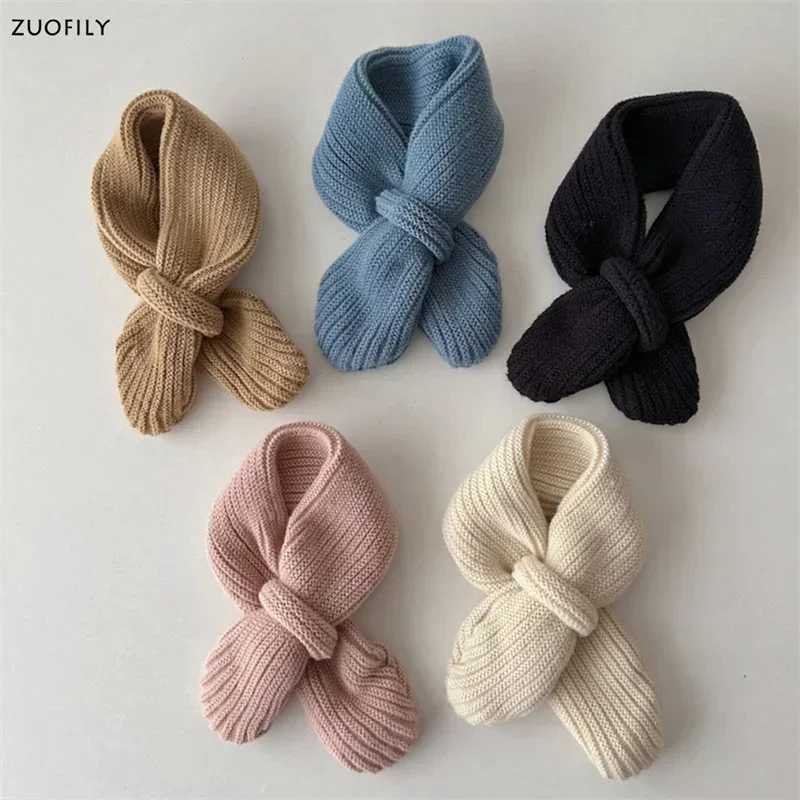 Scarves Wraps Soft Knitted Kids Scarf Winter Warm Infant Toddler Neck Warm Fashion Children Girl Boy Scarves Baby Bib Solid Color Neckerchief H241213