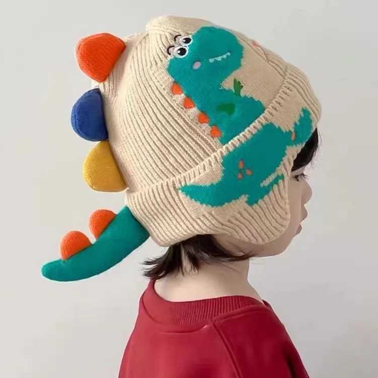 Kid Winter Children Warm Hats Embroidered Cute Dinosaur Warm Hats Boys Girls Windproof Thickened Ear Protection HatsXJ241213