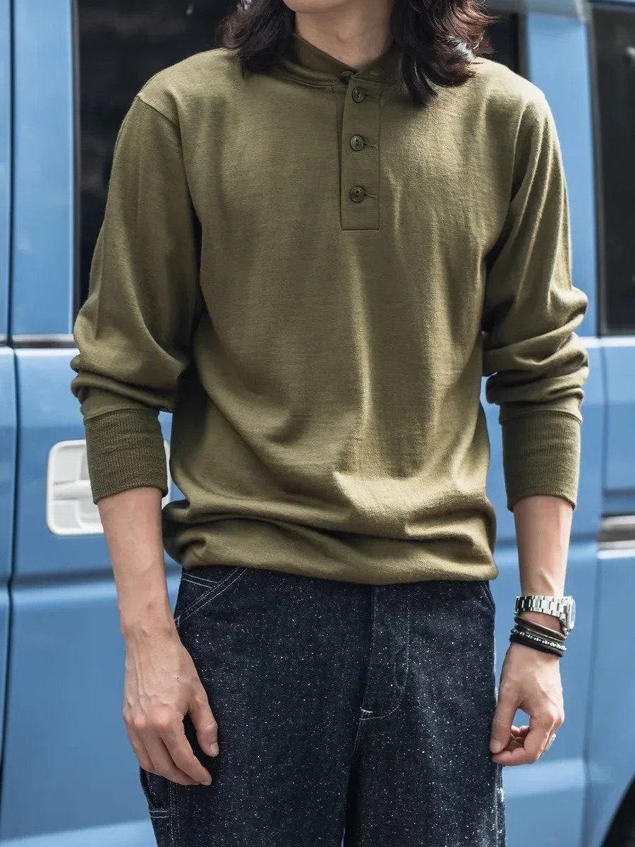Rugged Bronson 100% Merino Wool Shirt OG208 Jungle Sweater Mens Knit Jumper Olive Green 241213