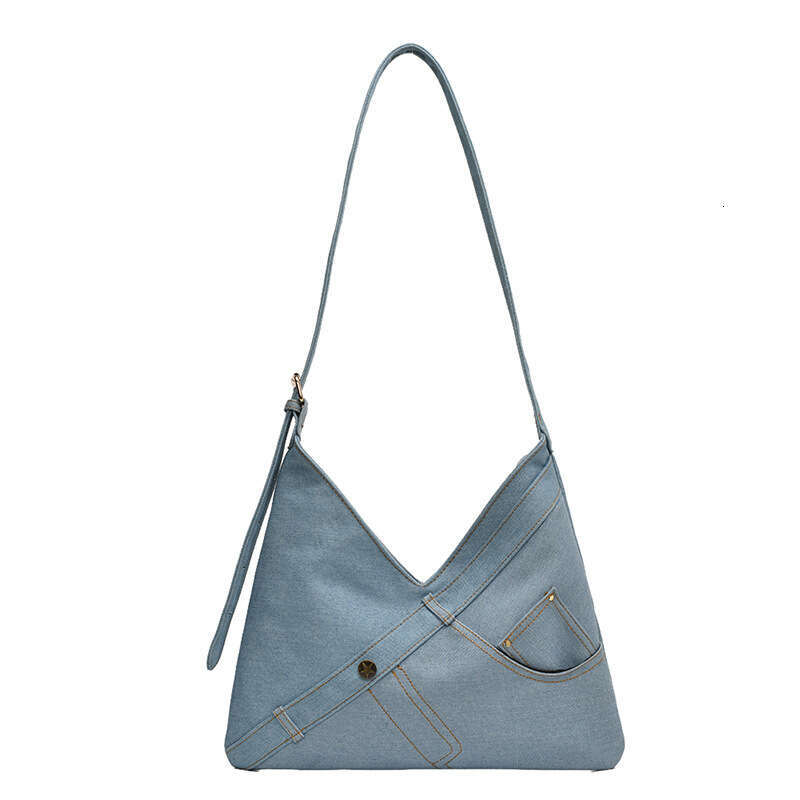 High end denim commuting crossbody large capacity women's internet famous spicy girl single shoulder armpit bag 2024 new casual fashion trend clo