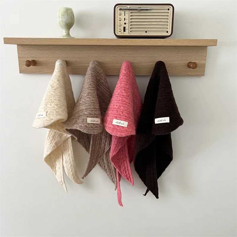 Scarves Wraps Korean Knitted Wool Scarf for Baby Winter Warm Cashmere Scarves for Boy Girl Cute Triangular Bandage Scarf Kids Neckerchief H241213