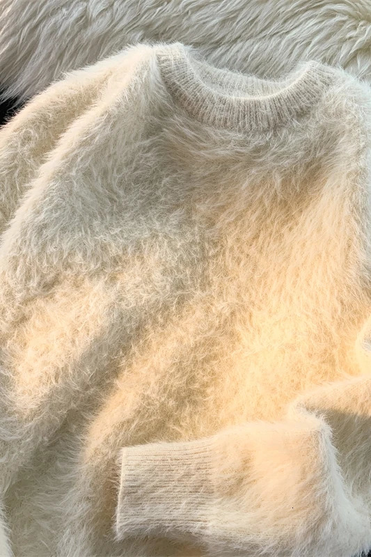 2024 HighEnd Pure Mink Cashmere Mens Sweater ONeck Pullover Knitted Winter Fashion Long Sleeve Knitwear E64 241212